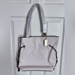 Coach White Leather Tote Bag